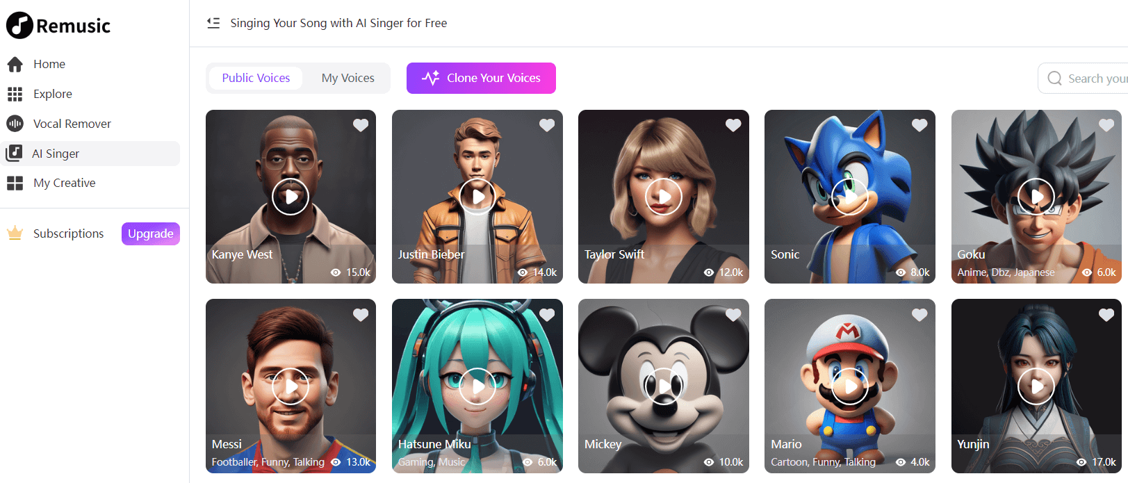 remusic-ai-character-voice-singing-for-creators